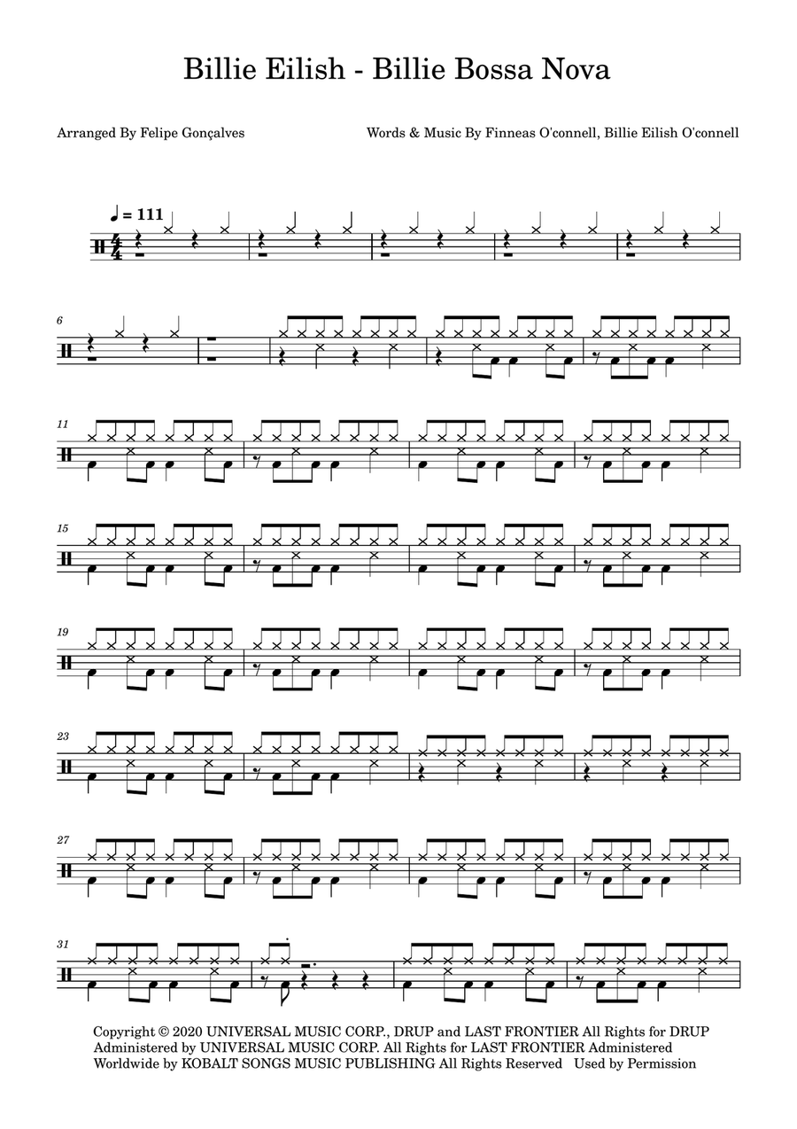 Billie Bossa Nova Billie Bossa Nova Drum Set scores gallery preview page 1