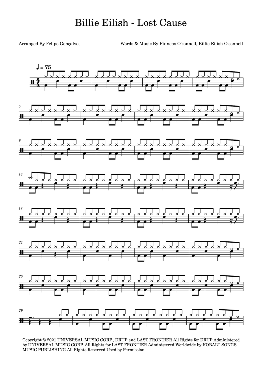 Lost Cause Lost Cause Drum Set scores gallery preview page 1