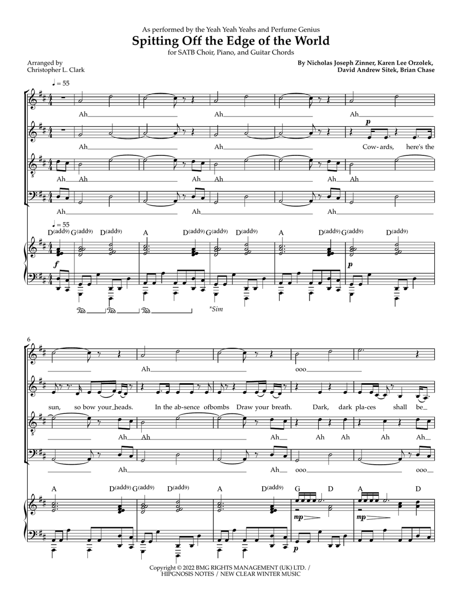 Spitting Off The Edge Of The World 4-Part scores gallery preview page 1