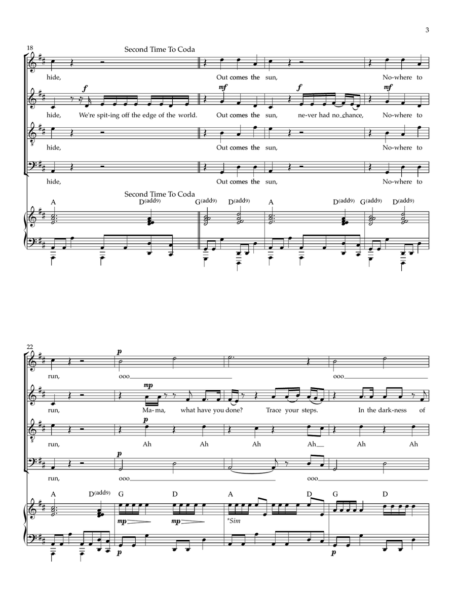 Spitting Off The Edge Of The World 4-Part scores gallery preview page 3