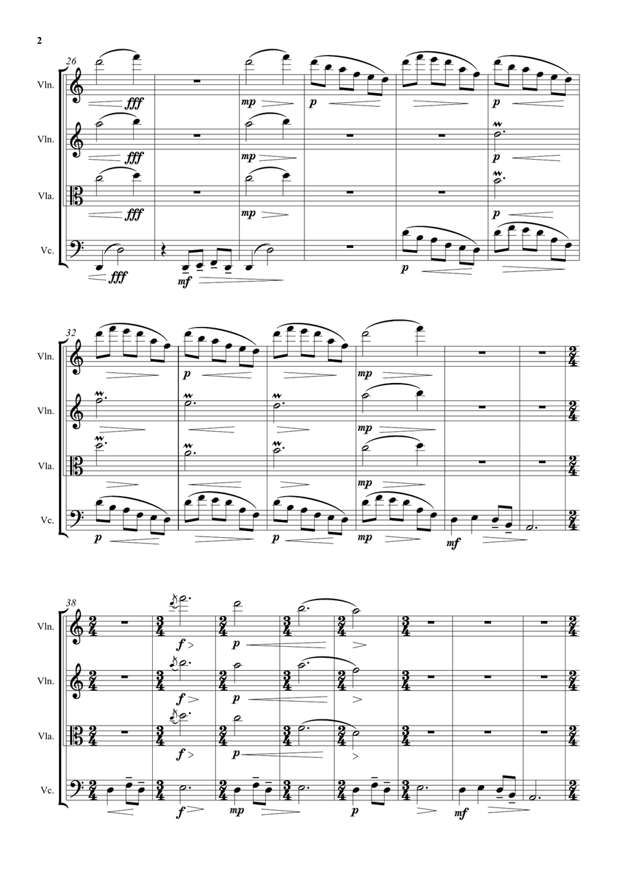 To a Japanese friend far away for string quartet String Quartet scores gallery preview page 2