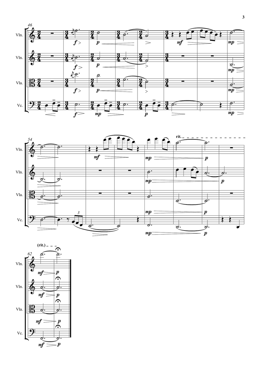 To a Japanese friend far away for string quartet String Quartet scores gallery preview page 3
