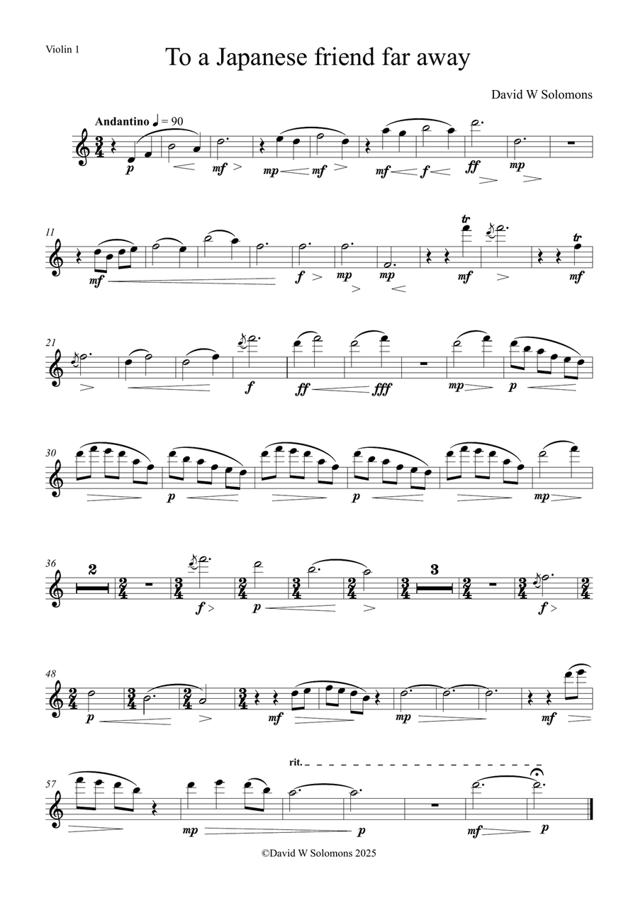 To a Japanese friend far away for string quartet String Quartet scores gallery preview page 4
