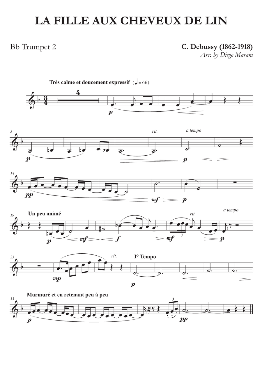 La Fille Aux Cheveux De Lin for Brass Quintet Brass Quintet scores gallery preview page 2
