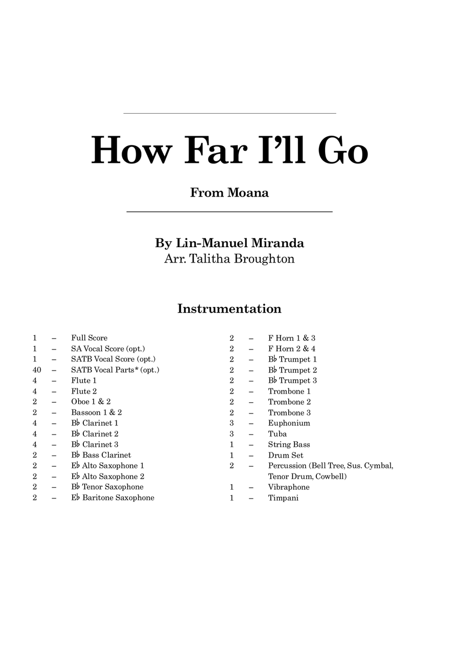 How Far I'll Go Concert Band scores gallery preview page 1