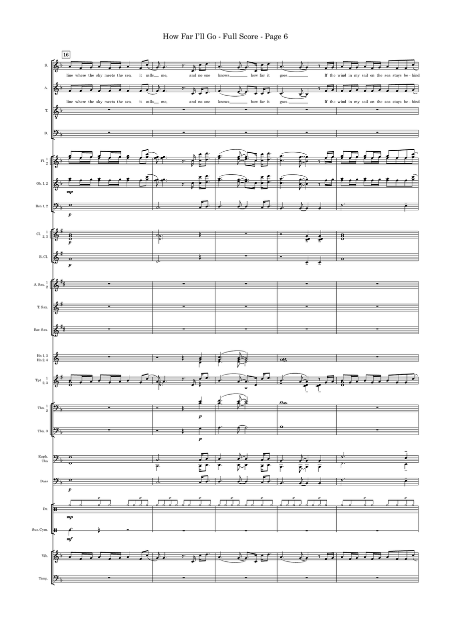 How Far I'll Go Concert Band scores gallery preview page 6