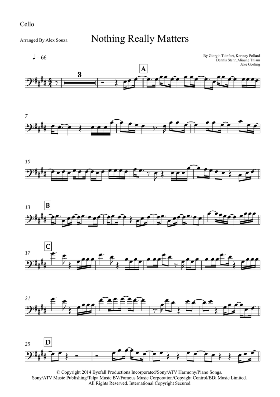 Nothing Really Matters Nothing Really Matters Cello Solo scores gallery preview page 1
