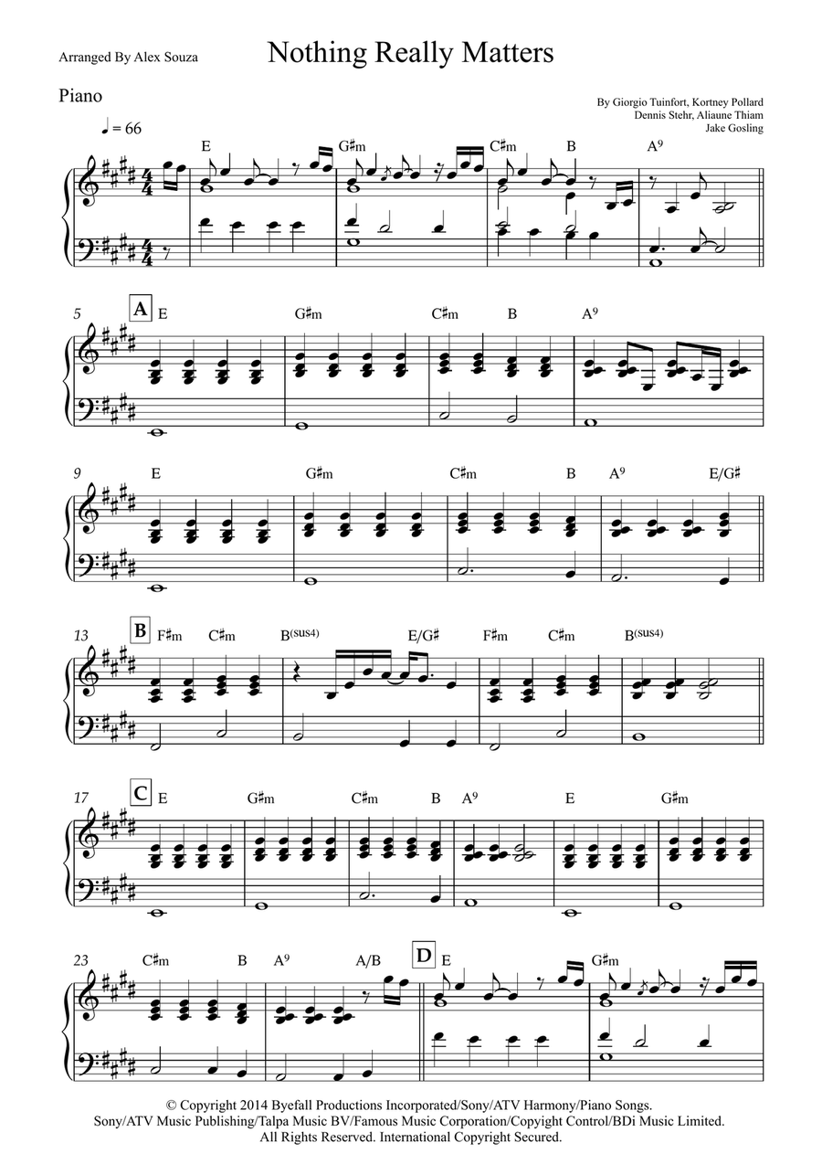 Nothing Really Matters Nothing Really Matters Easy Piano scores gallery preview page 1