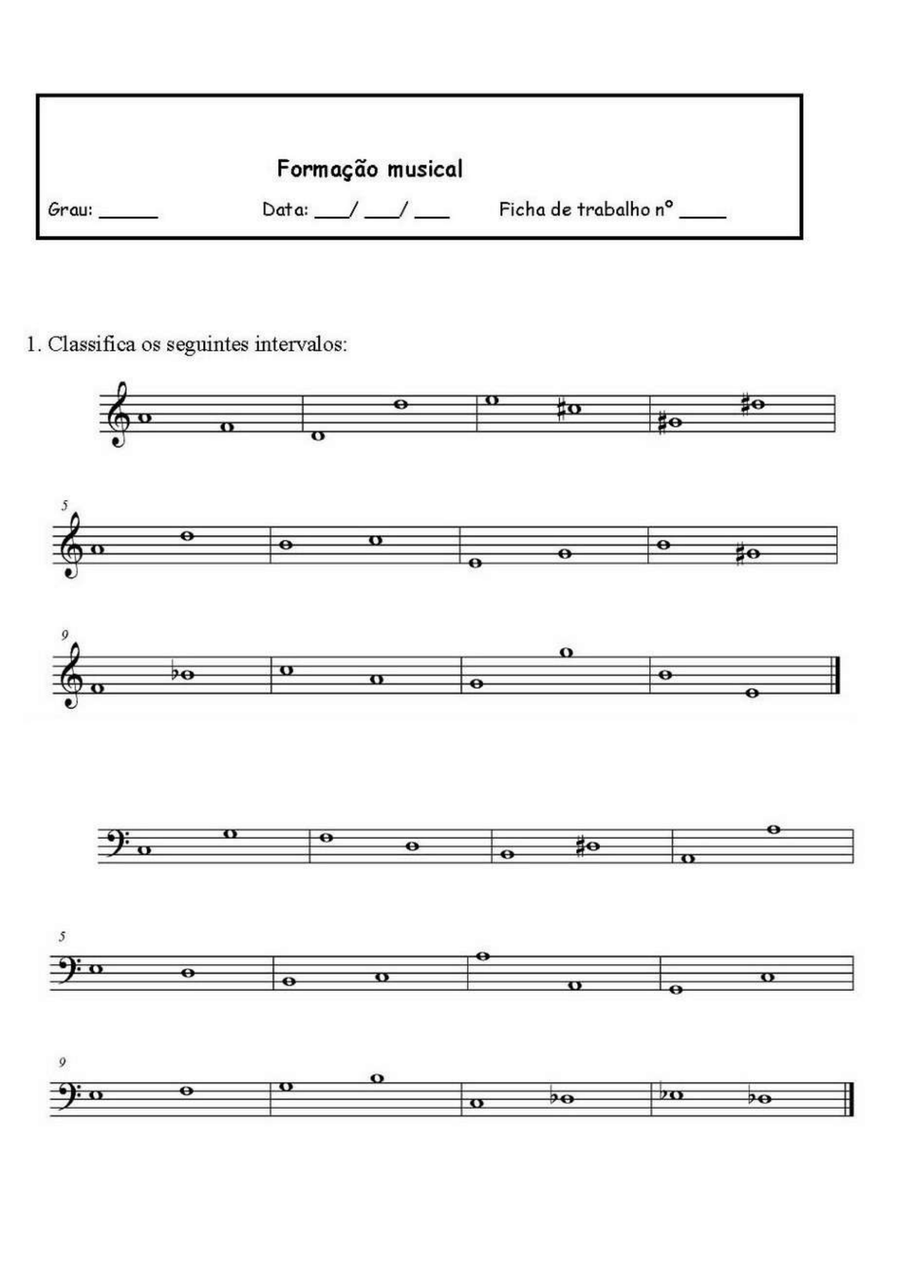 Music education worksheet (intervals) Theory Worksheets scores gallery preview page 1