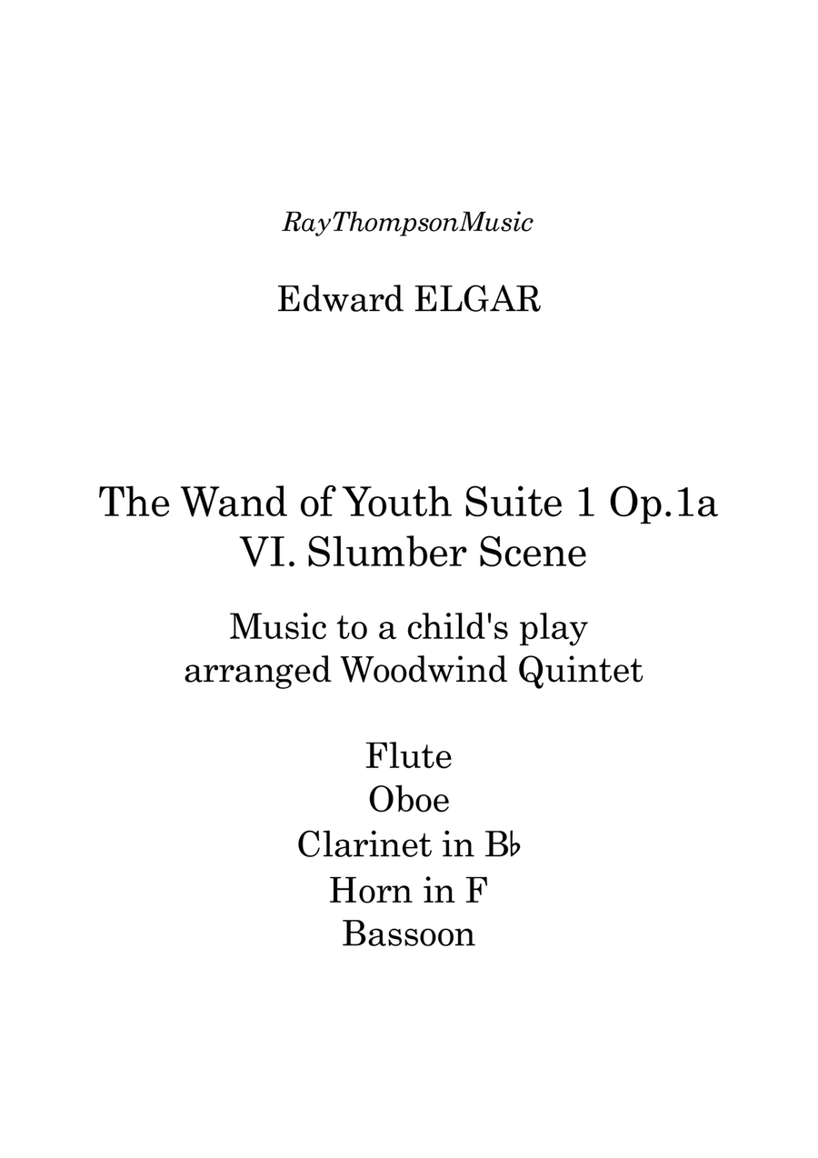 Elgar: The Wand of Youth Suite No.1 Op.1a VI.Slumber Scene - wind quintet Woodwind Quintet scores gallery preview page 1