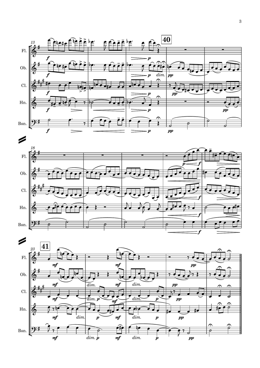 Elgar: The Wand of Youth Suite No.1 Op.1a VI.Slumber Scene - wind quintet Woodwind Quintet scores gallery preview page 3