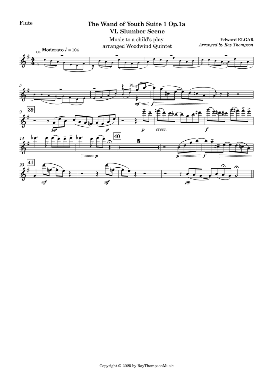 Elgar: The Wand of Youth Suite No.1 Op.1a VI.Slumber Scene - wind quintet Woodwind Quintet scores gallery preview page 4