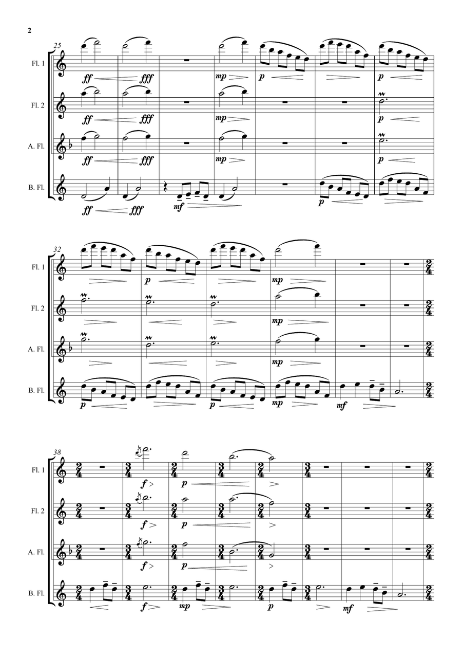 To a Japanese friend far away for flute quartet Flute Quartet scores gallery preview page 2