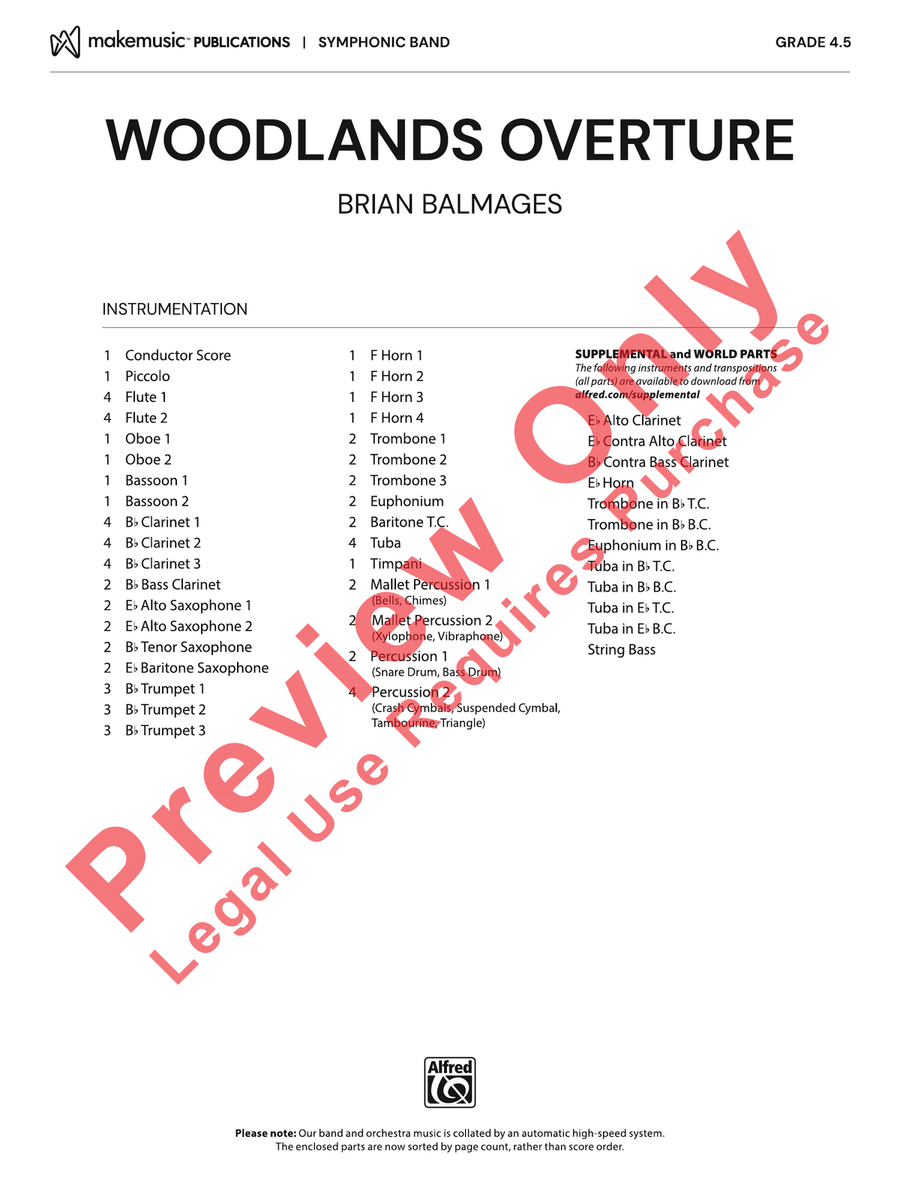 Woodlands Overture Woodlands Overture Concert Band scores gallery preview page 2