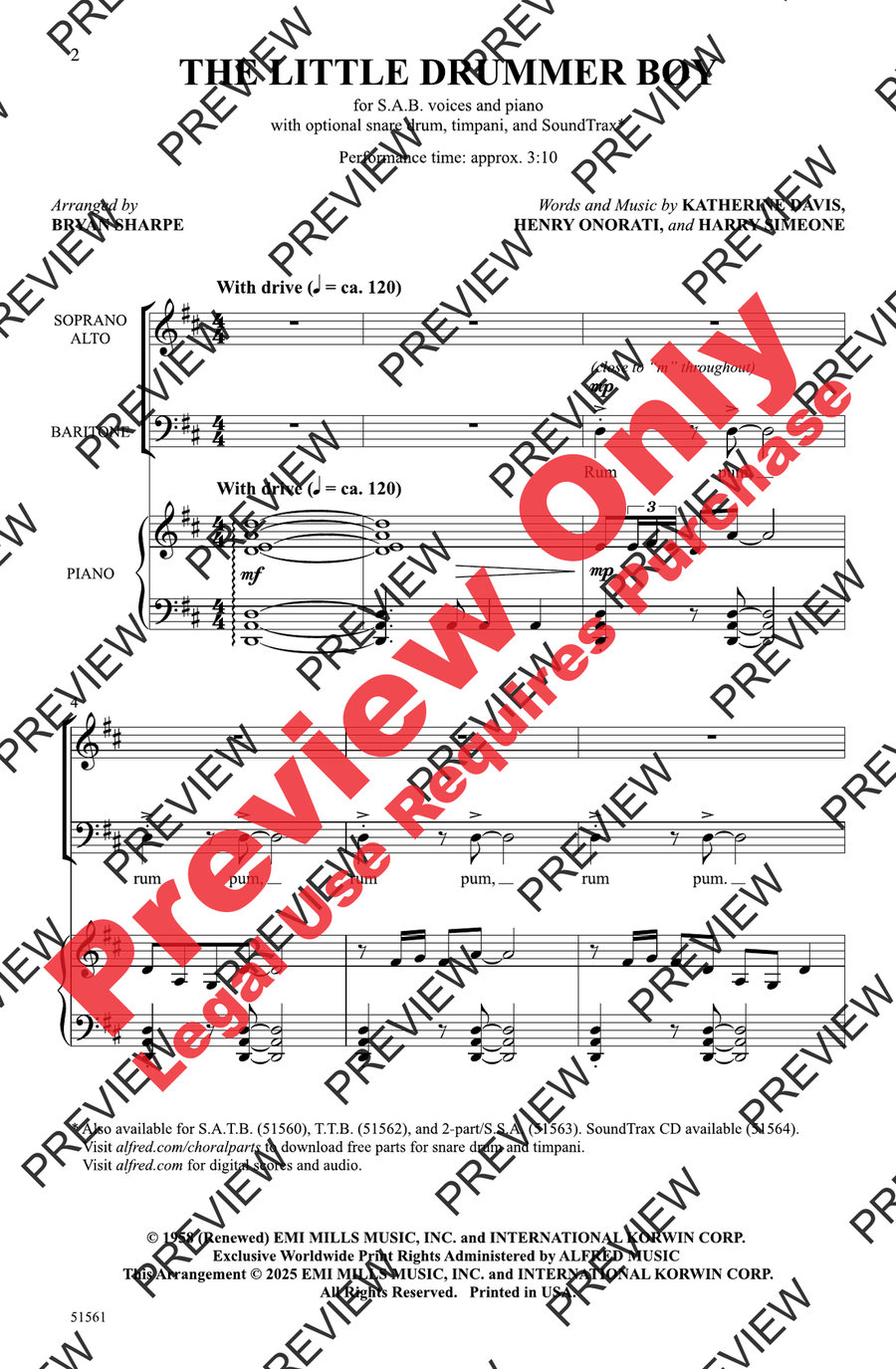 The Little Drummer Boy The Little Drummer Boy 3-Part scores gallery preview page 2