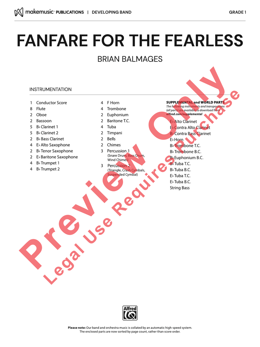 Fanfare for the Fearless Concert Band scores gallery preview page 2