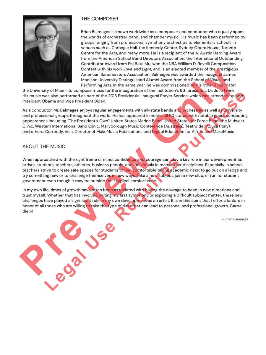 Fanfare for the Fearless Concert Band scores gallery preview page 3