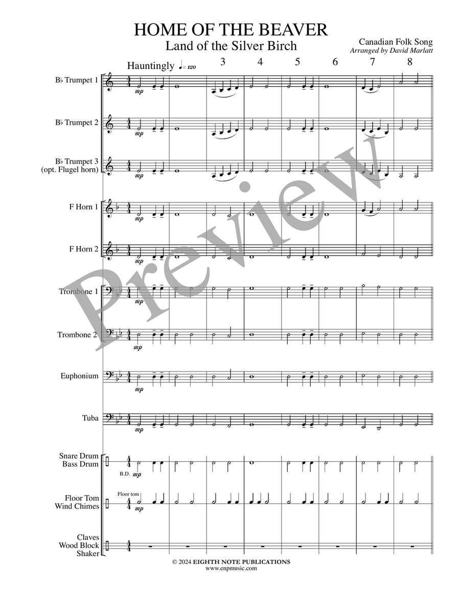 Home of the Beaver - Land of the Silver Birch Small Ensemble scores gallery preview page 2