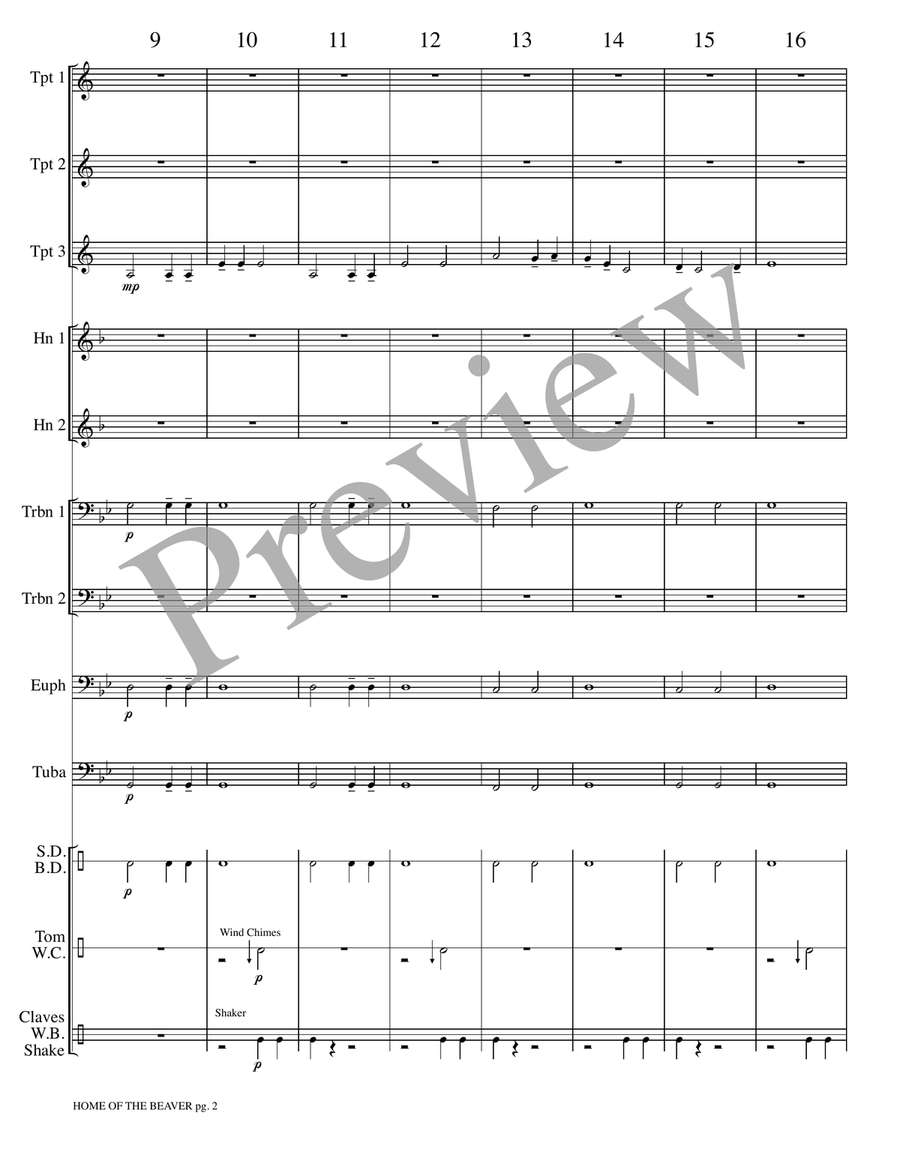 Home of the Beaver - Land of the Silver Birch Small Ensemble scores gallery preview page 3