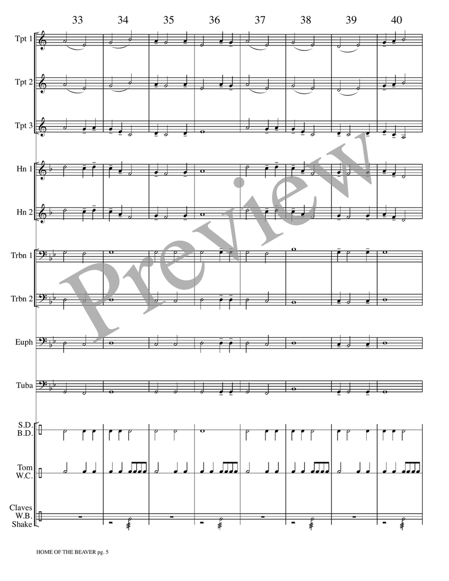 Home of the Beaver - Land of the Silver Birch Small Ensemble scores gallery preview page 6