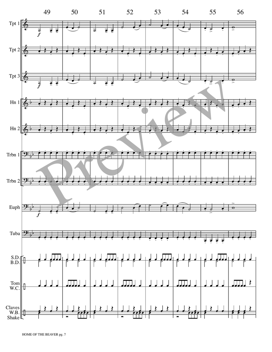Home of the Beaver - Land of the Silver Birch Small Ensemble scores gallery preview page 8