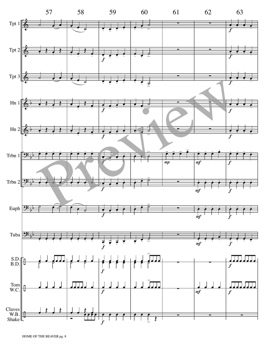 Home of the Beaver - Land of the Silver Birch Small Ensemble scores gallery preview page 9