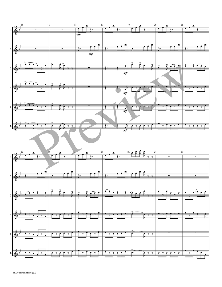 I Saw Three Ships Small Ensemble - Sheet Music page 3
