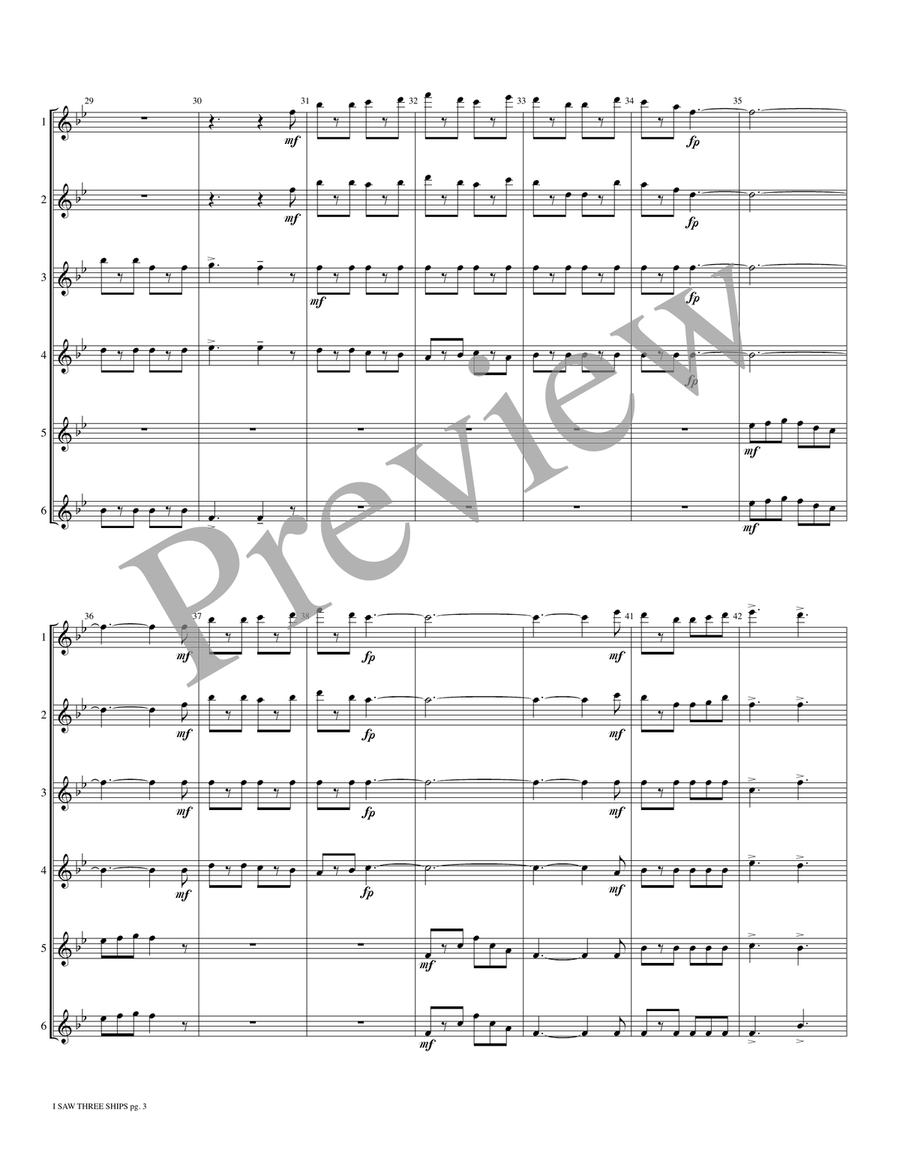 I Saw Three Ships Small Ensemble - Sheet Music page 4