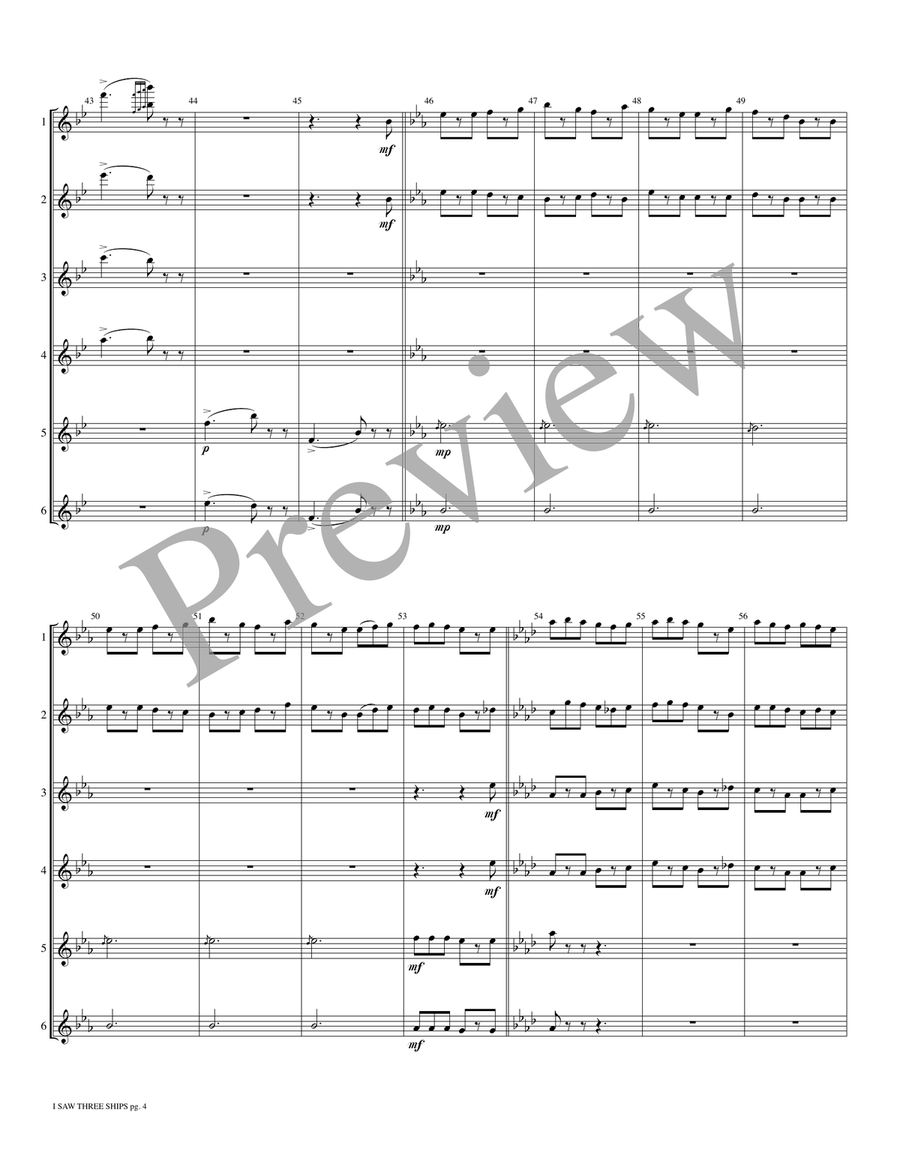 I Saw Three Ships Small Ensemble - Sheet Music page 5