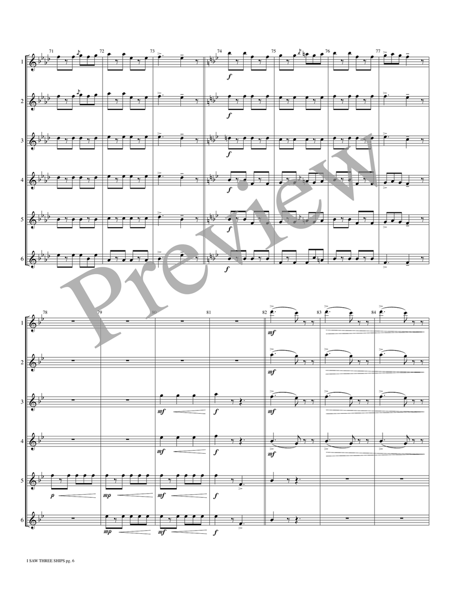 I Saw Three Ships Small Ensemble - Sheet Music page 7