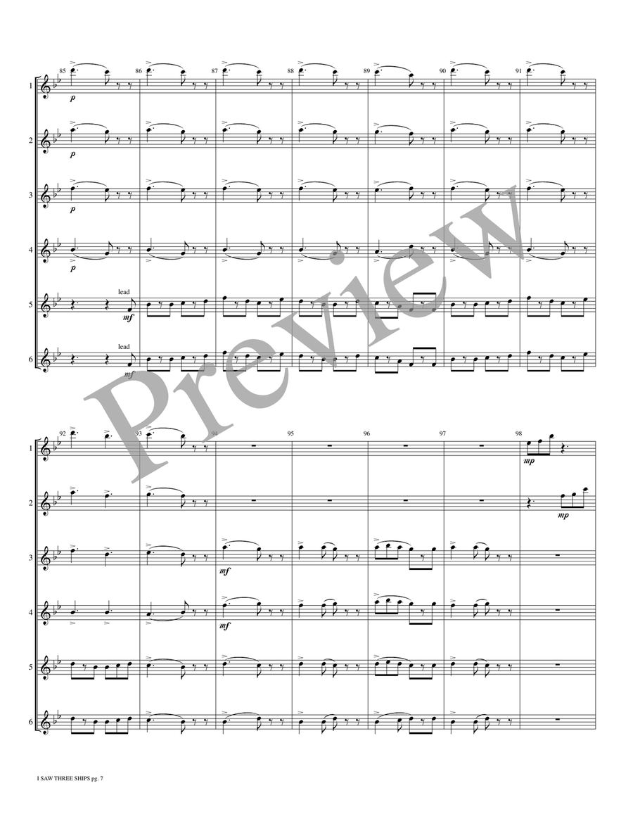 I Saw Three Ships Small Ensemble - Sheet Music page 8