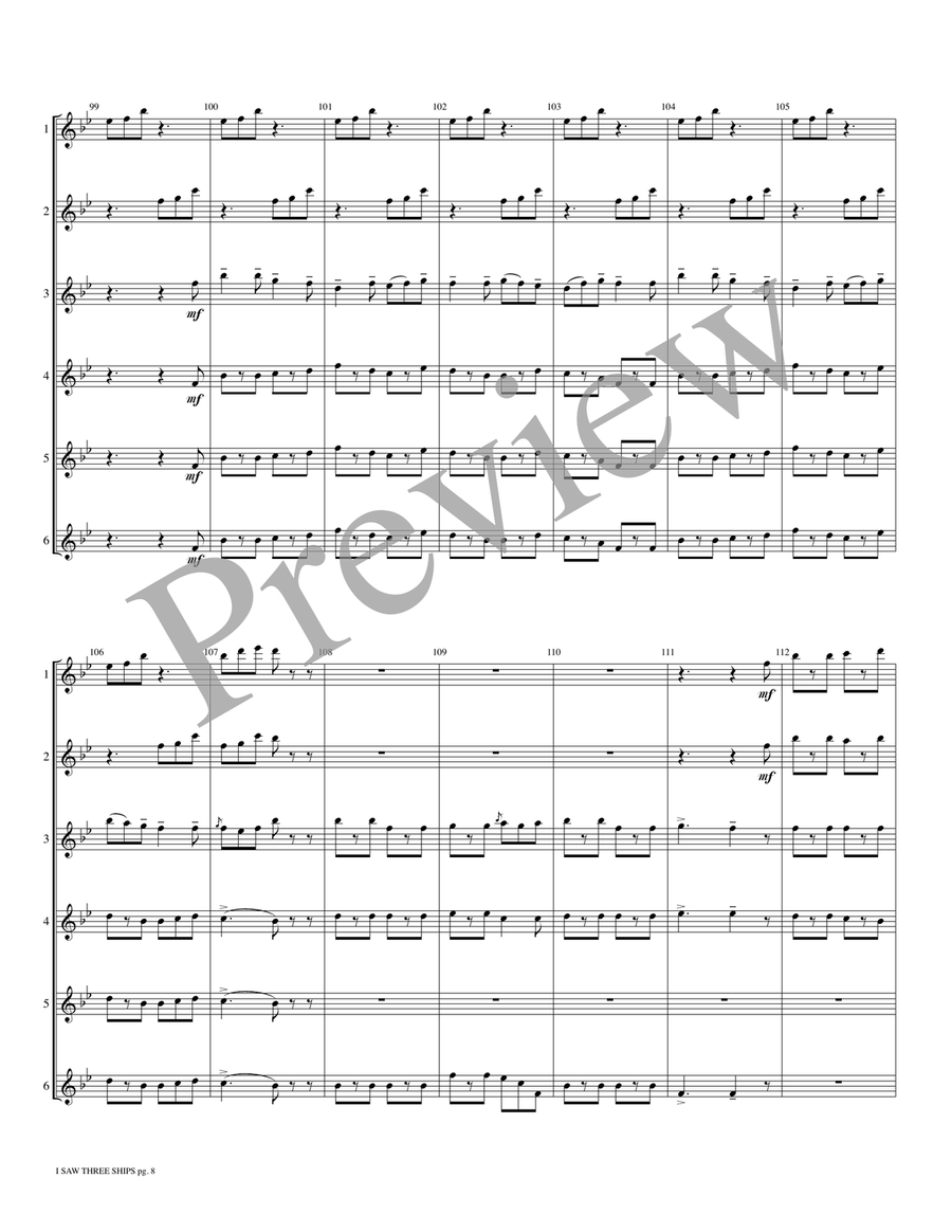 I Saw Three Ships Small Ensemble - Sheet Music page 9