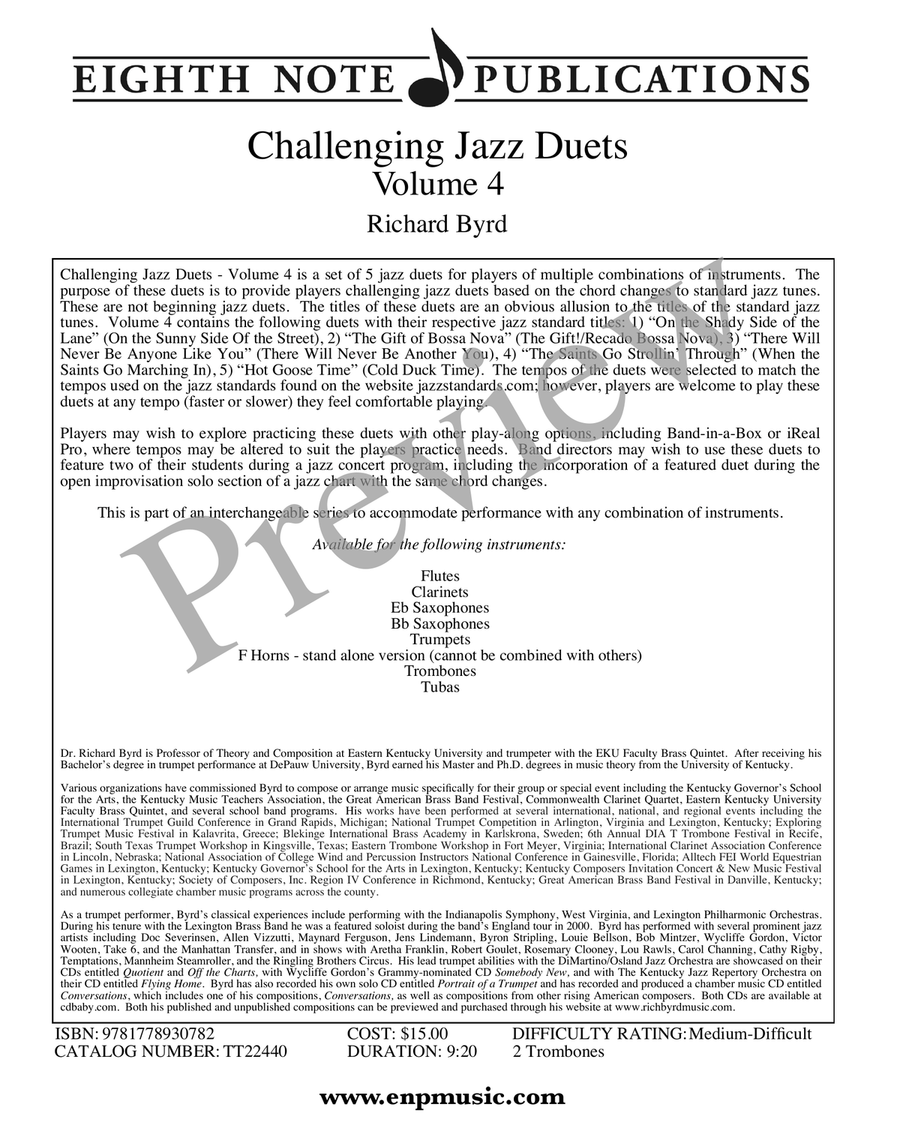 Challenging Jazz Duets Volume 4 Trombone Duet scores gallery preview page 2