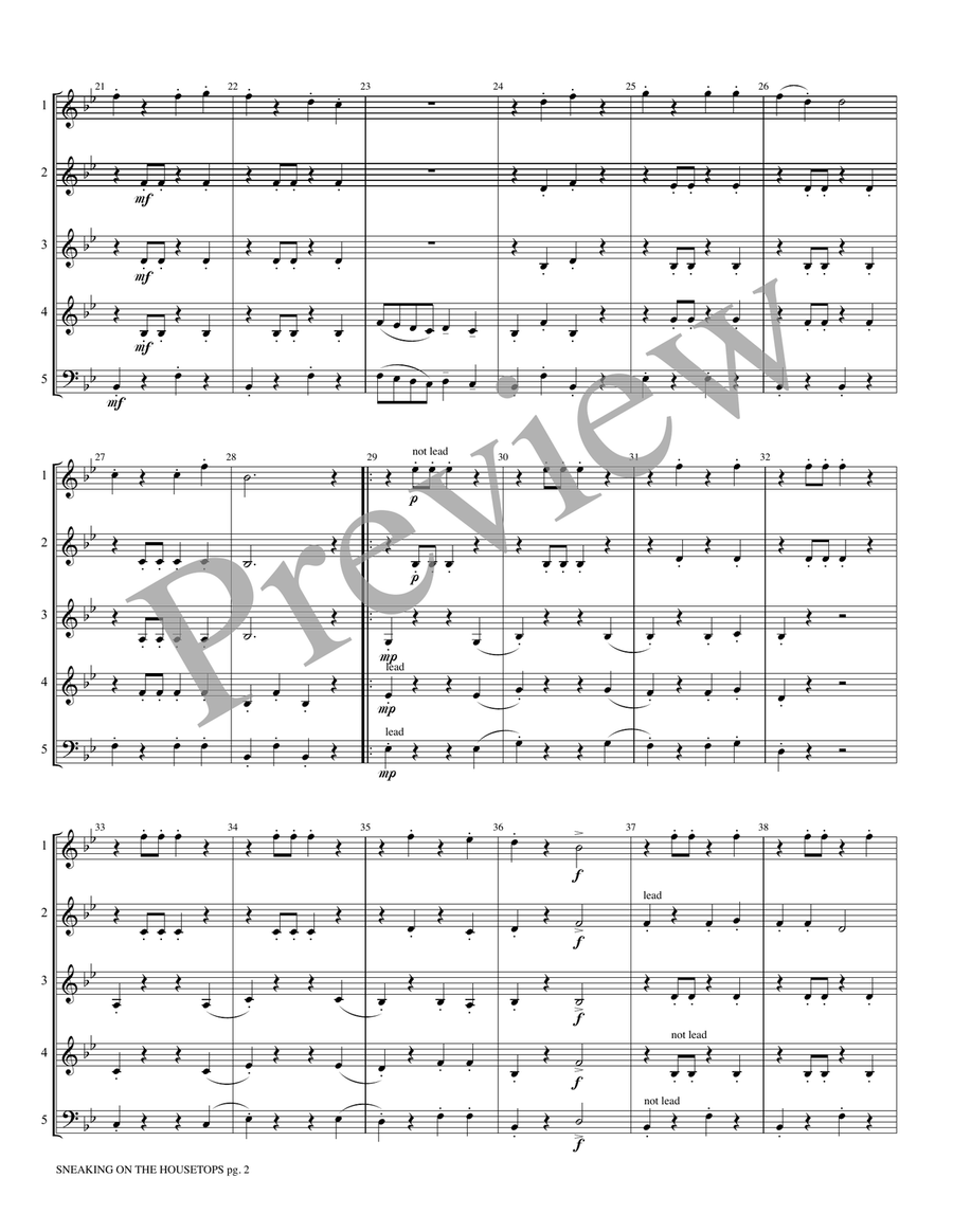 Sneaking on the Housetops Woodwind Ensemble scores gallery preview page 4