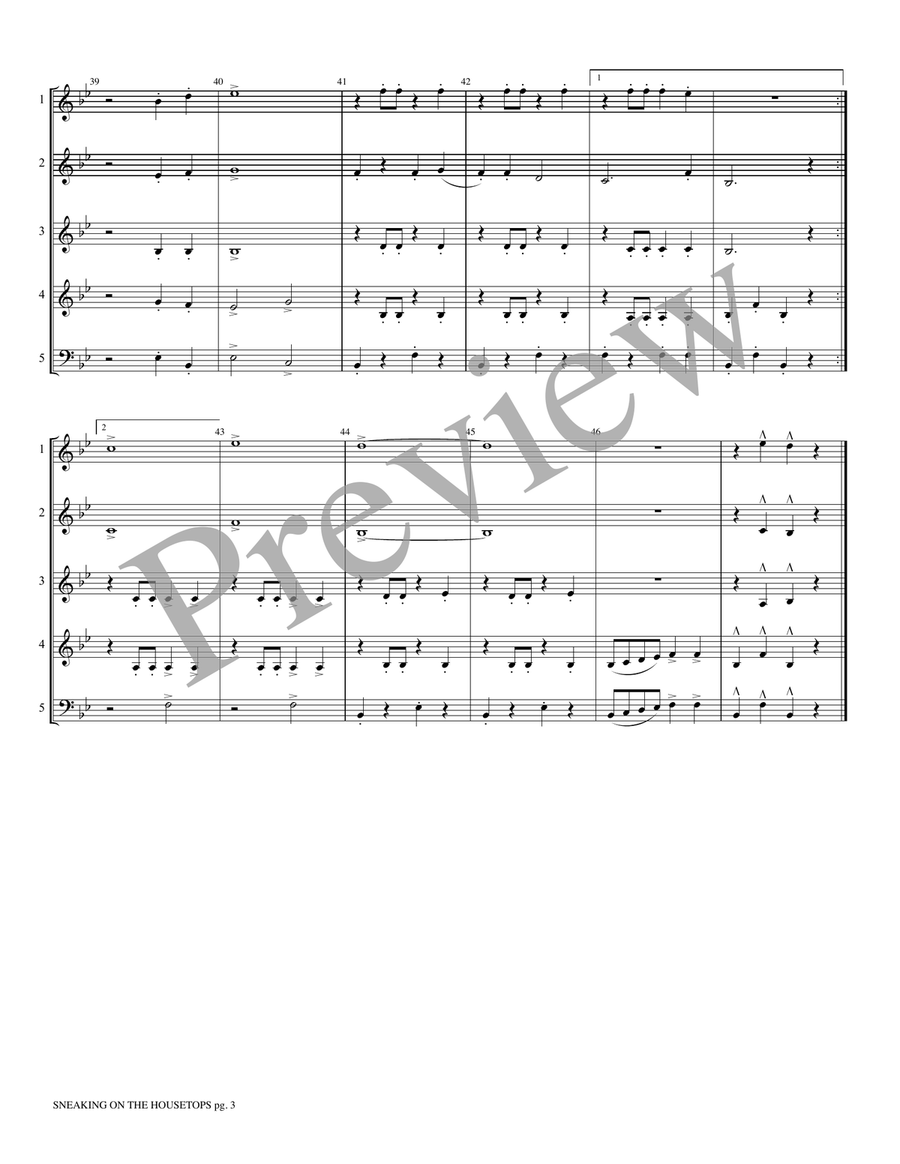 Sneaking on the Housetops Woodwind Ensemble scores gallery preview page 5