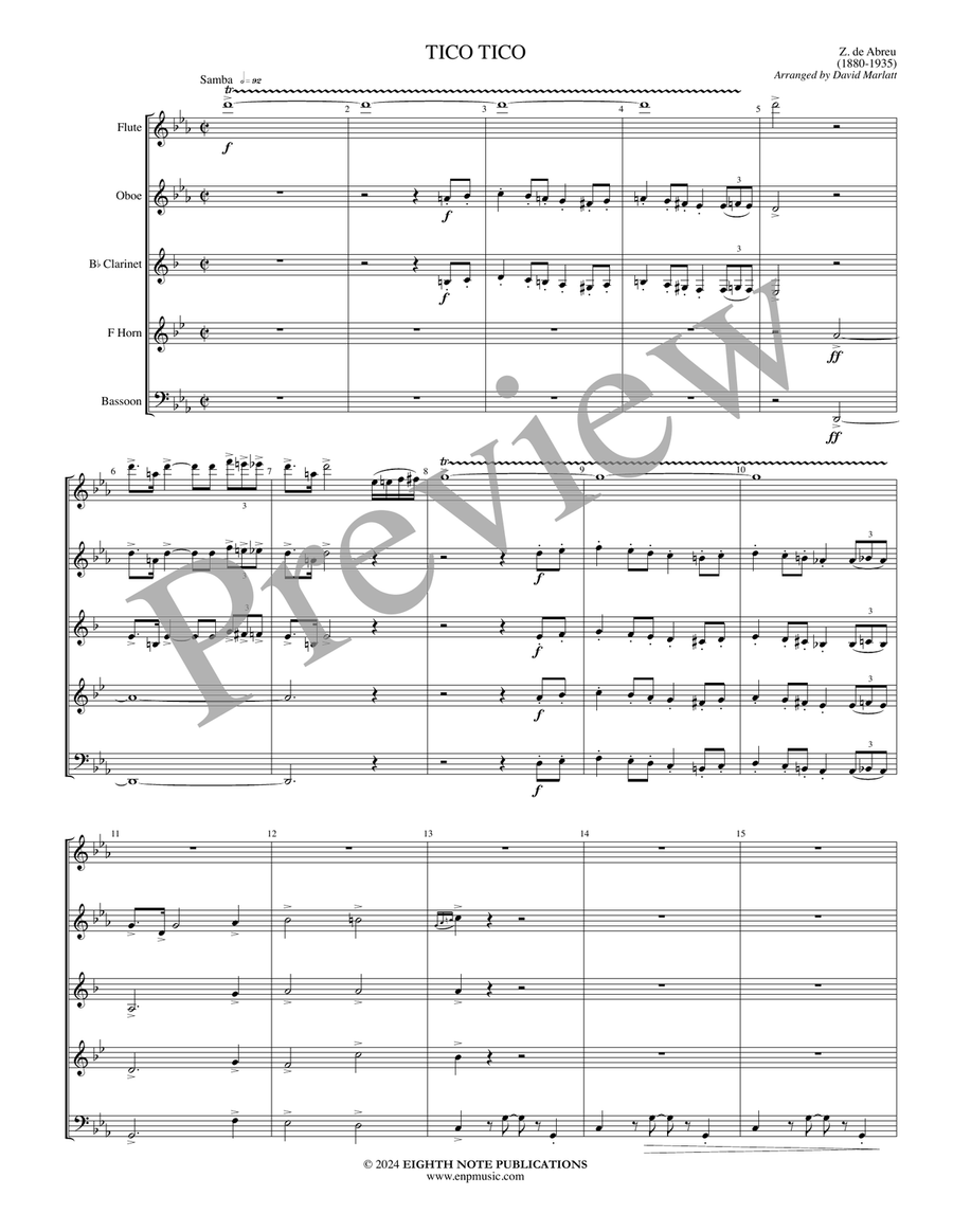 Tico Tico Tico Tico Woodwind Quintet scores gallery preview page 2