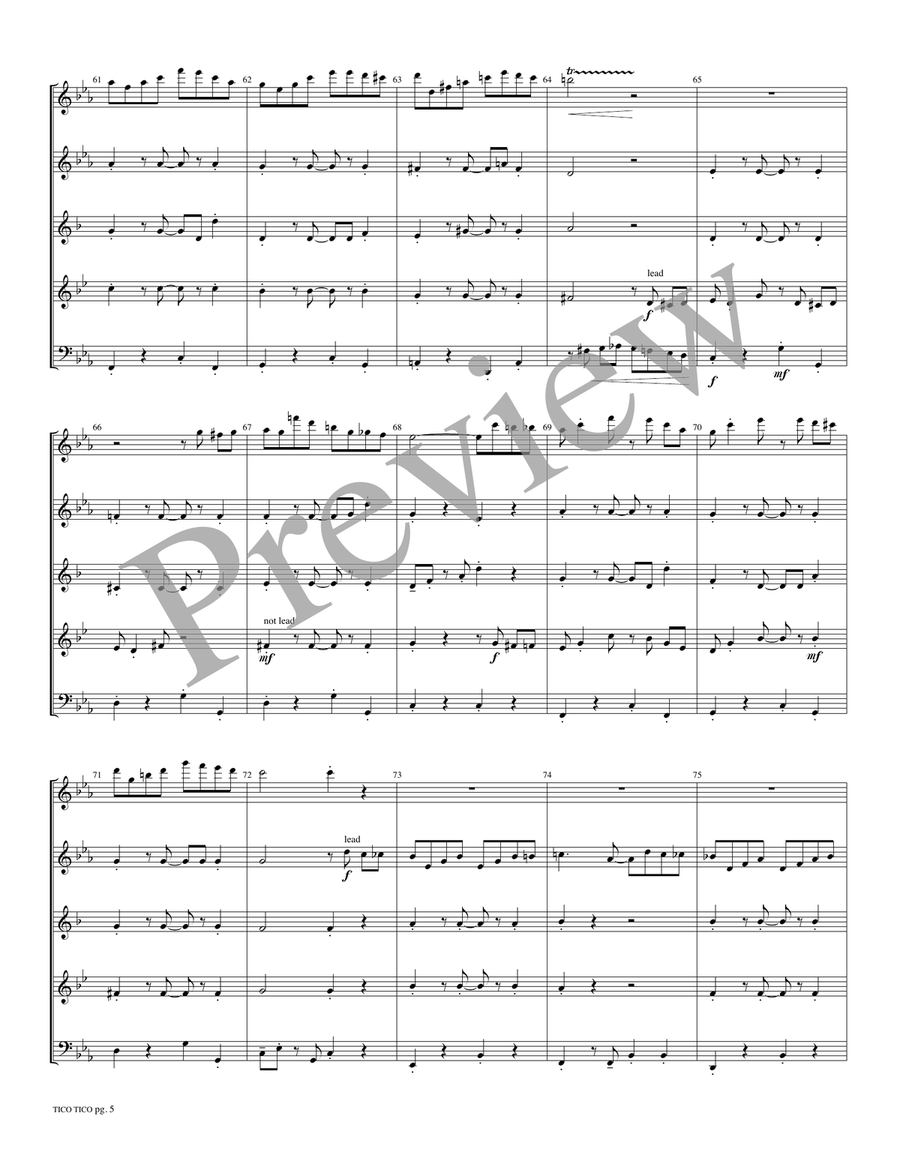 Tico Tico Tico Tico Woodwind Quintet scores gallery preview page 6