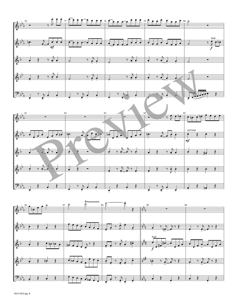Tico Tico Tico Tico Woodwind Quintet scores gallery preview page 7
