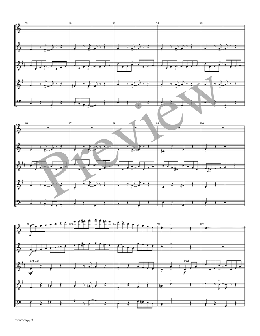 Tico Tico Tico Tico Woodwind Quintet scores gallery preview page 8