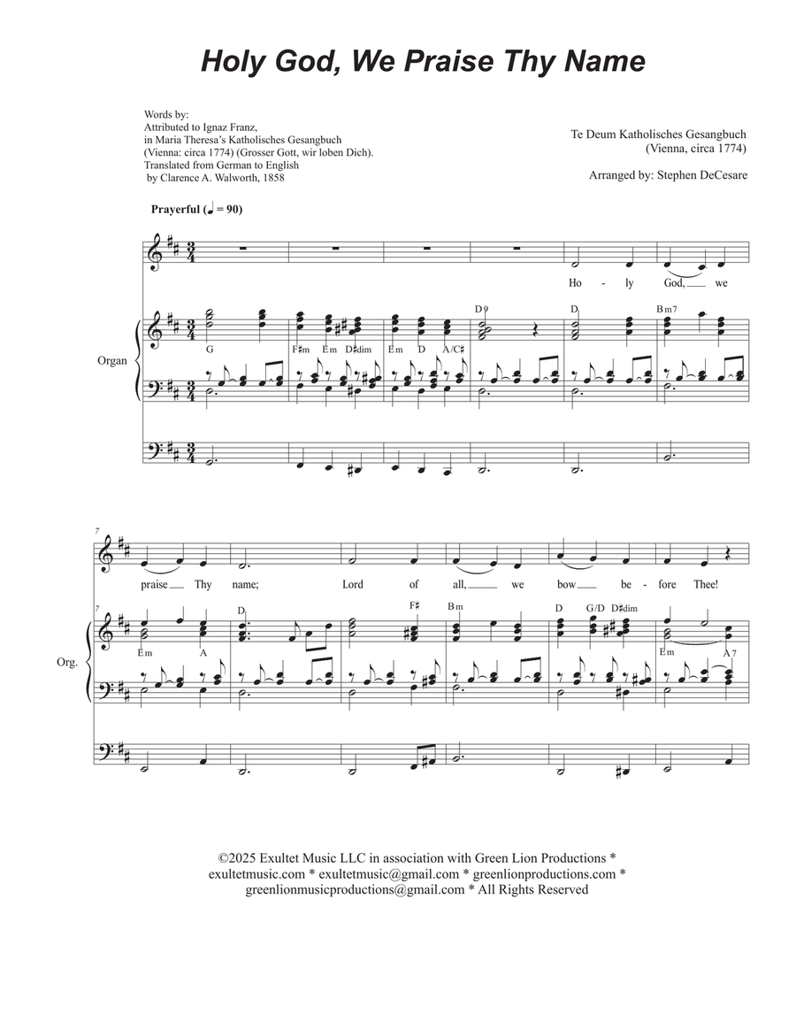 Holy God, We Praise Thy Name (Vocal solo) Medium Voice scores gallery preview page 1