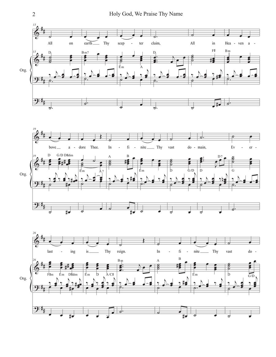 Holy God, We Praise Thy Name (Vocal solo) Medium Voice scores gallery preview page 2