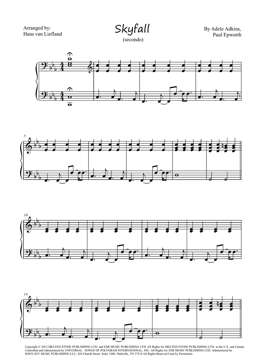 Skyfall Skyfall 1 Piano, 4-Hands scores gallery preview page 1