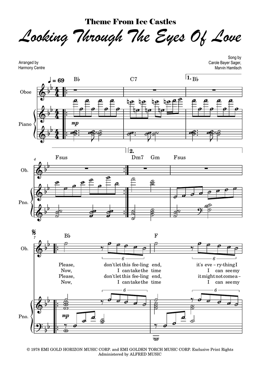 Theme From Ice Castles (Through The Eyes Of Love) Piano, Vocal scores gallery preview page 1