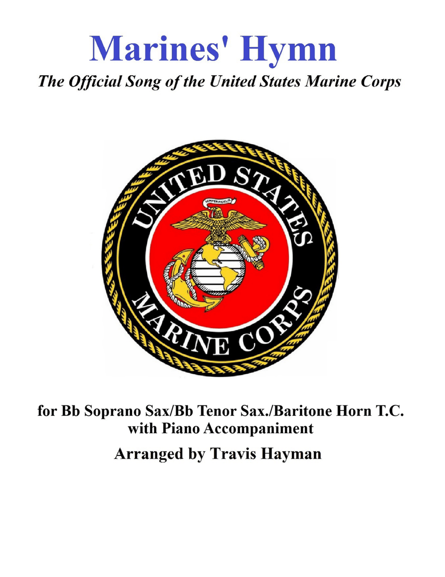 Marines' Hymn - for Bb Soprano Sax./Bb Tenor Sax./Baritone T.C. with Piano Accompaniment Tenor Saxophone scores gallery preview page 1