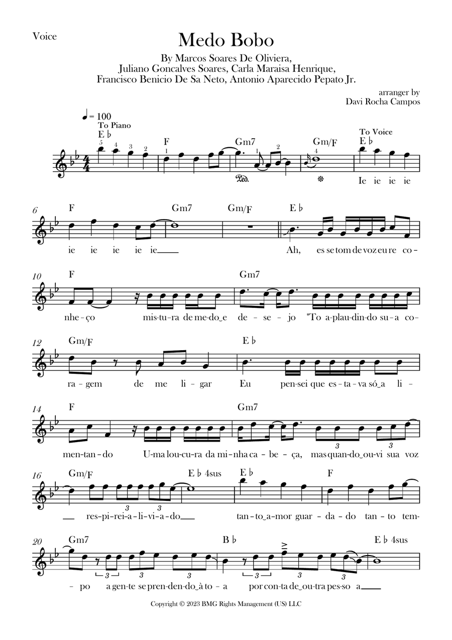 Medo Bobo Medo Bobo Piano scores gallery preview page 1