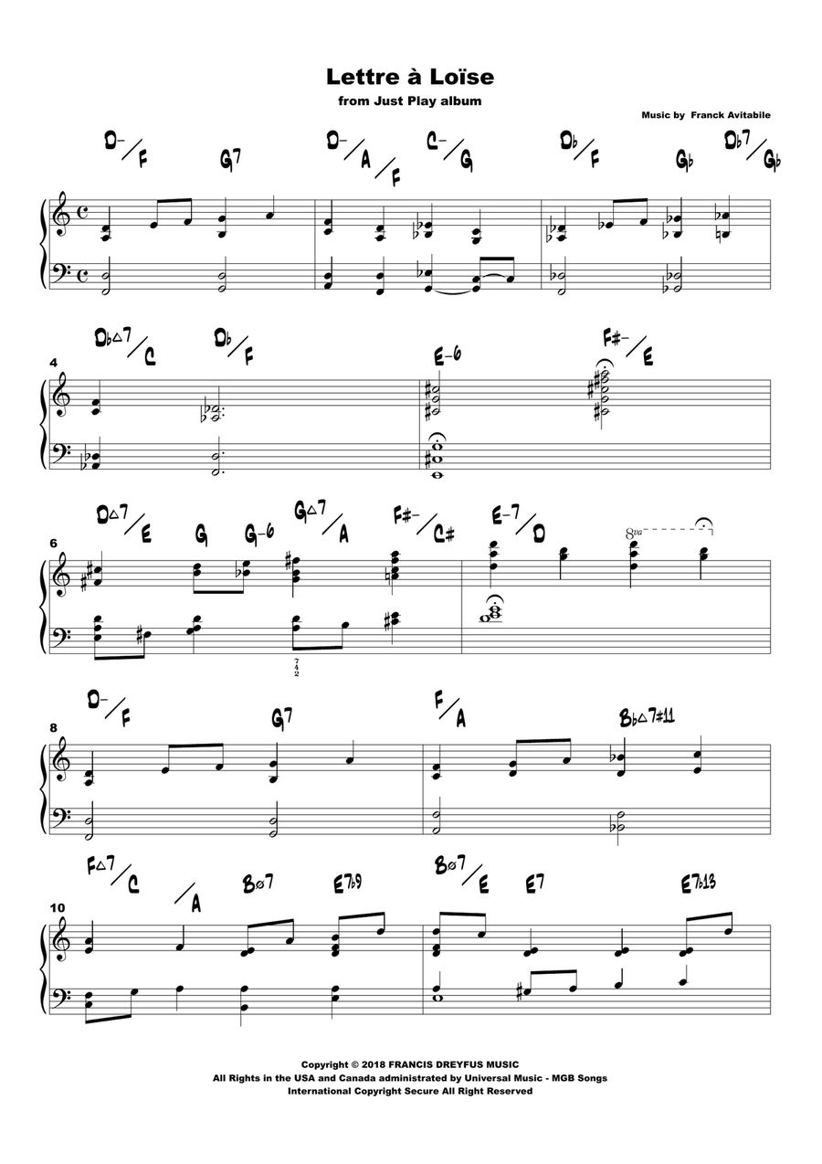 Lettre A Loise Lettre A Loise Piano Method scores gallery preview page 1
