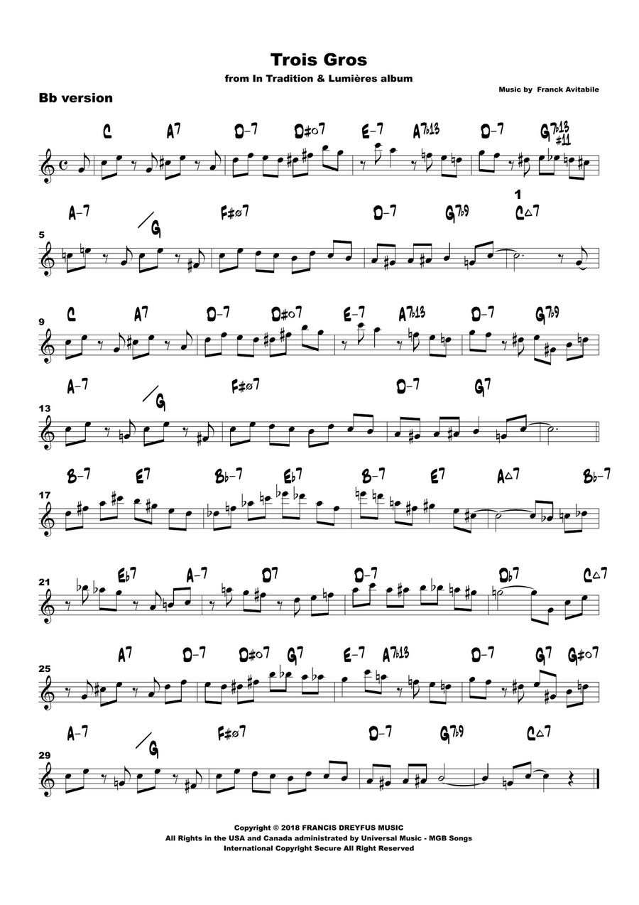 Trois Gros Trois Gros C Instrument scores gallery preview page 2