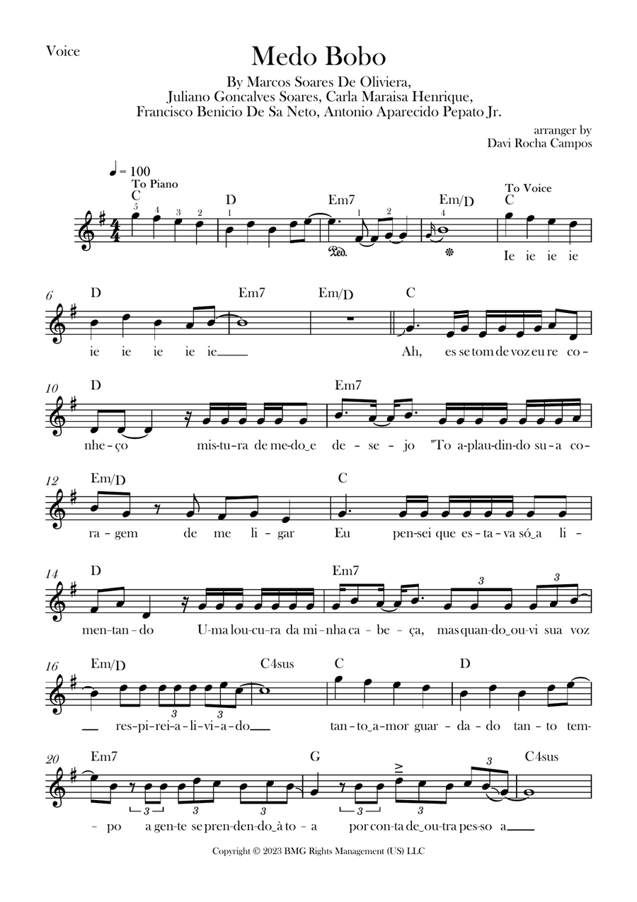 Medo Bobo Medo Bobo Piano scores gallery preview page 1