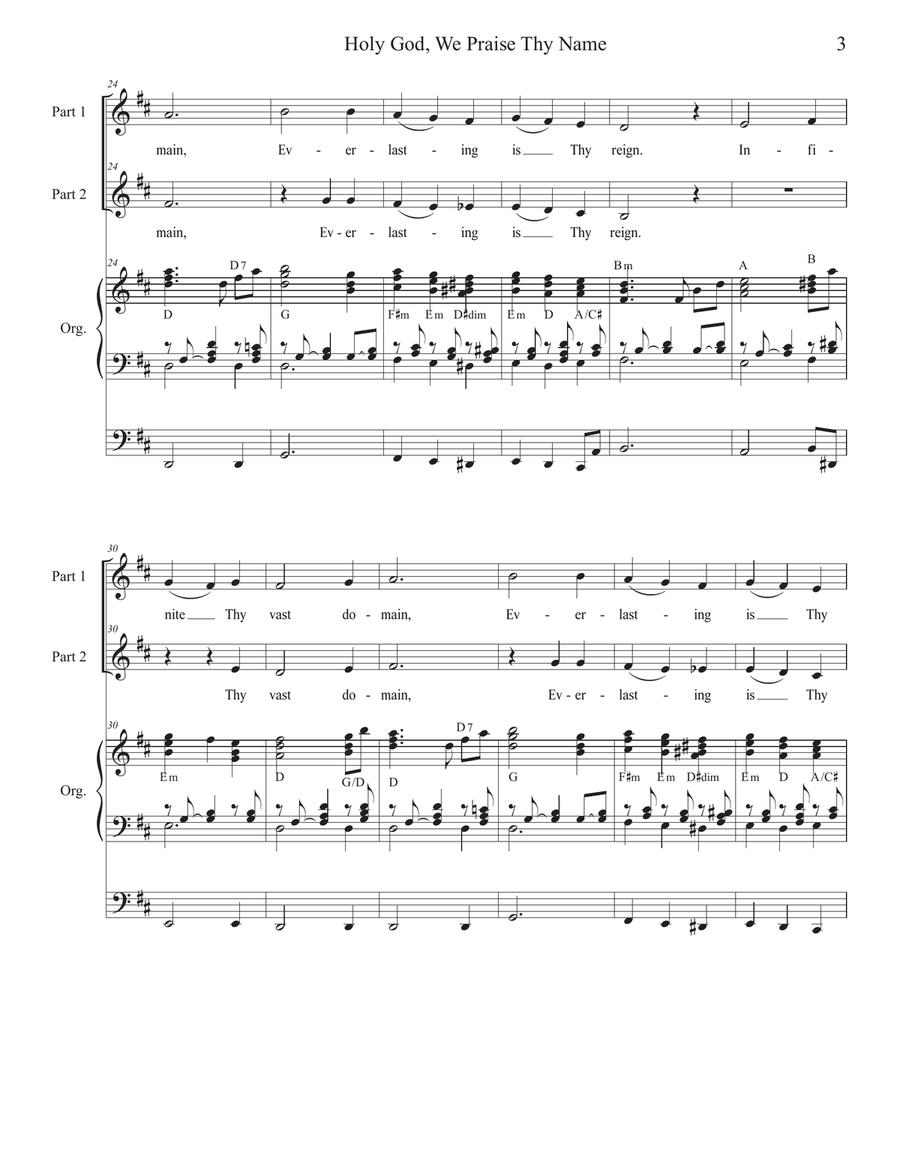 Holy God, We Praise Thy Name (2-part choir) 2-Part scores gallery preview page 3