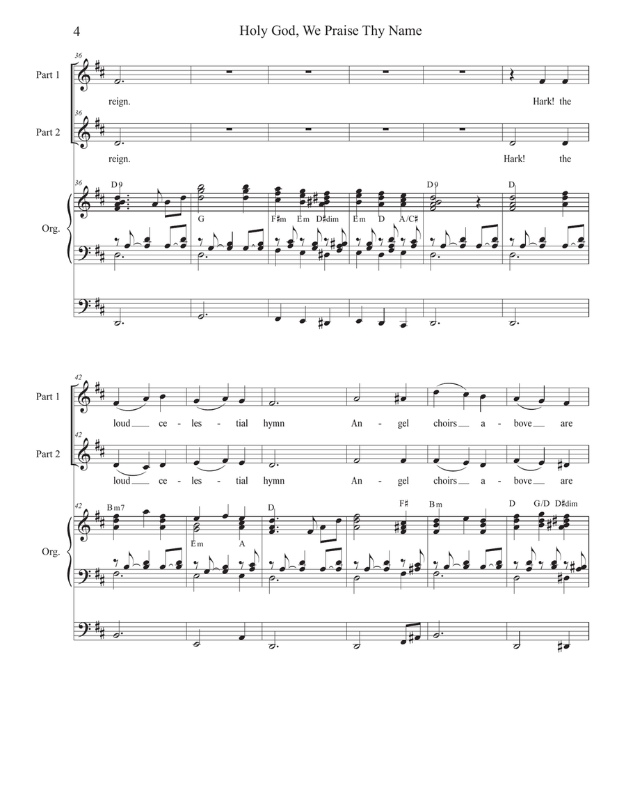 Holy God, We Praise Thy Name (2-part choir) 2-Part scores gallery preview page 4
